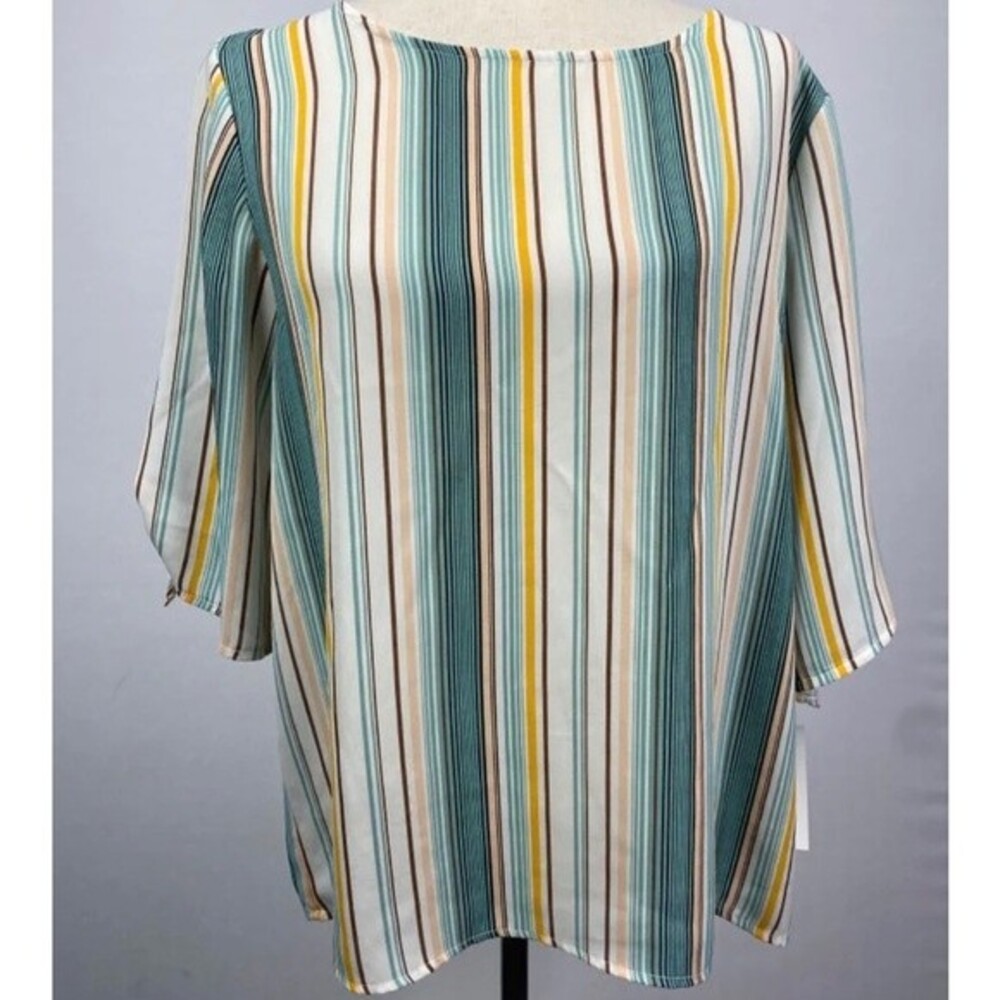Anthropologie W5 striped tie sleeve top size medium